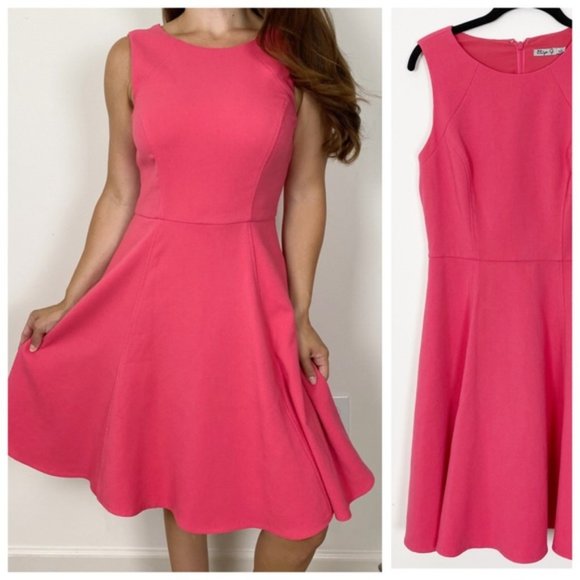 ELIZA J Pink Fit & Flare Dress Size 4 Pockets - Picture 1 of 4